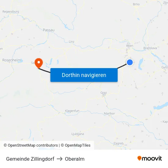 Gemeinde Zillingdorf to Oberalm map