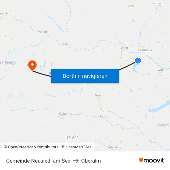 Gemeinde Neusiedl am See to Oberalm map