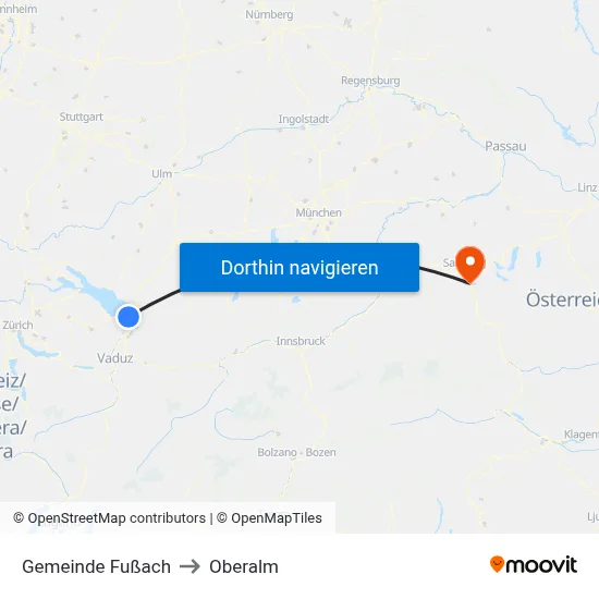 Gemeinde Fußach to Oberalm map