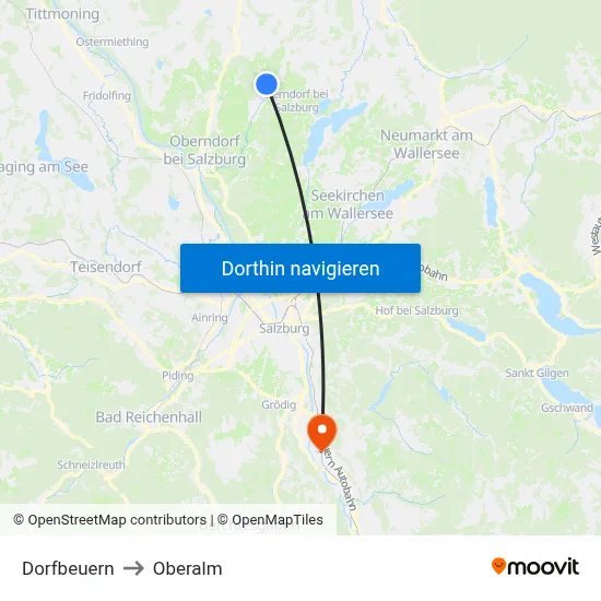 Dorfbeuern to Oberalm map