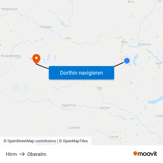 Hirm to Oberalm map