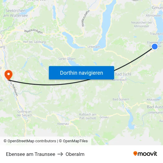 Ebensee am Traunsee to Oberalm map