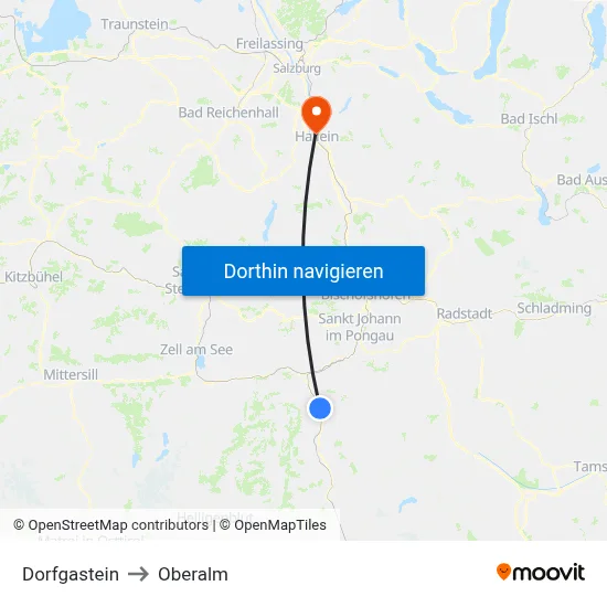Dorfgastein to Oberalm map