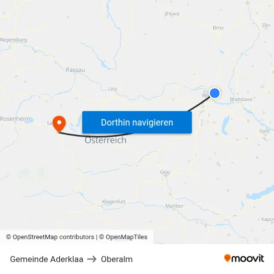 Gemeinde Aderklaa to Oberalm map