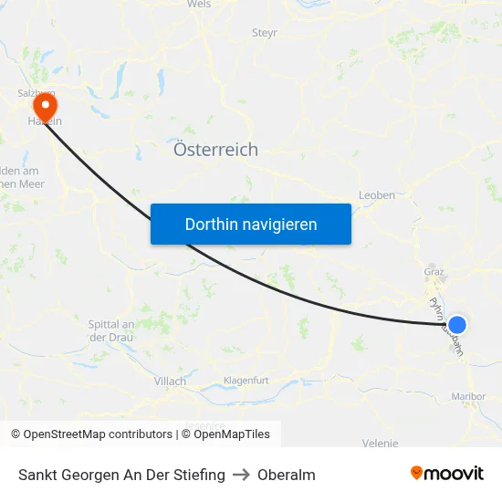 Sankt Georgen An Der Stiefing to Oberalm map
