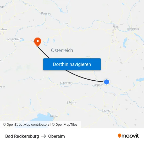 Bad Radkersburg to Oberalm map