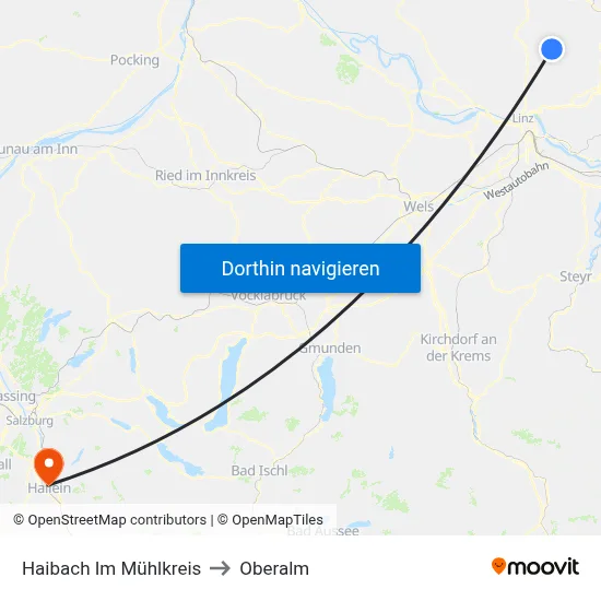 Haibach Im Mühlkreis to Oberalm map