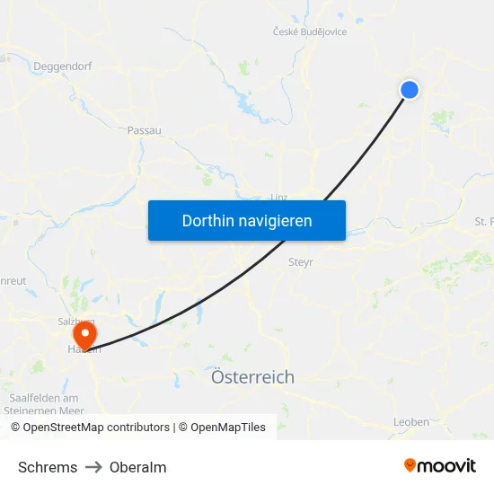 Schrems to Oberalm map