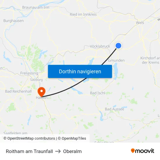 Roitham am Traunfall to Oberalm map