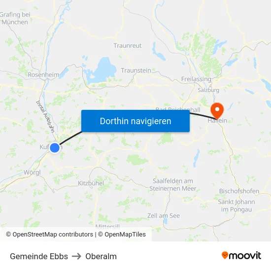 Gemeinde Ebbs to Oberalm map