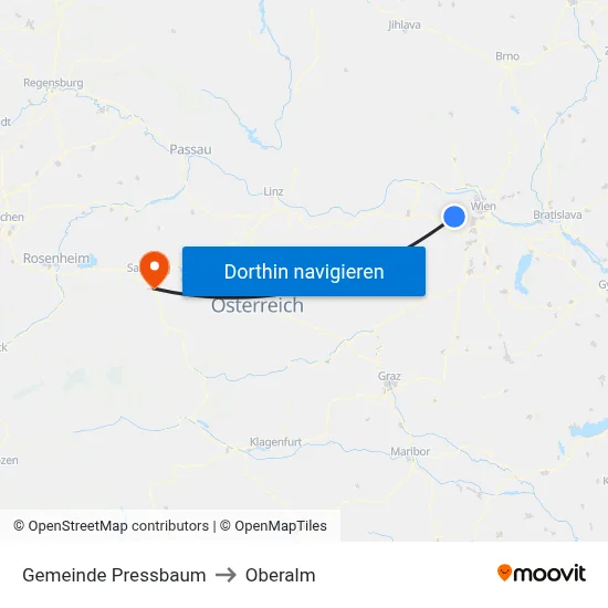 Gemeinde Pressbaum to Oberalm map