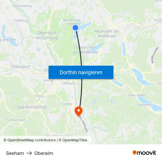 Seeham to Oberalm map