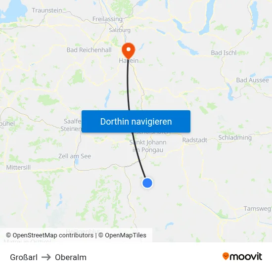 Großarl to Oberalm map