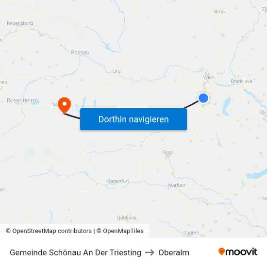 Gemeinde Schönau An Der Triesting to Oberalm map