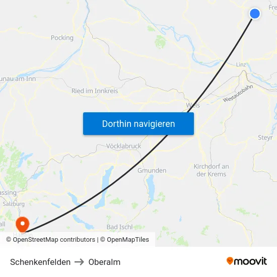 Schenkenfelden to Oberalm map