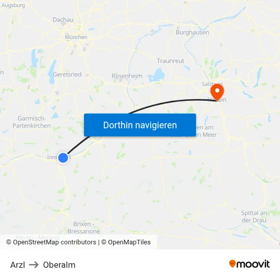 Arzl to Oberalm map