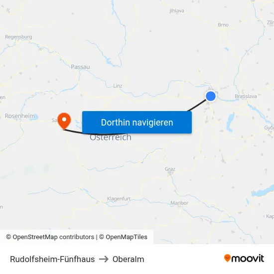 Rudolfsheim-Fünfhaus to Oberalm map