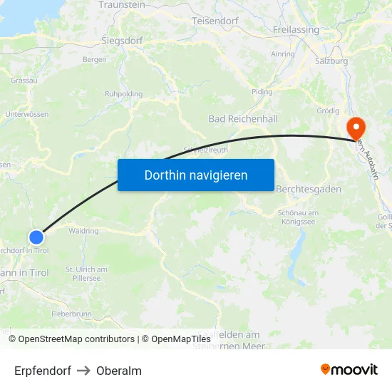 Erpfendorf to Oberalm map
