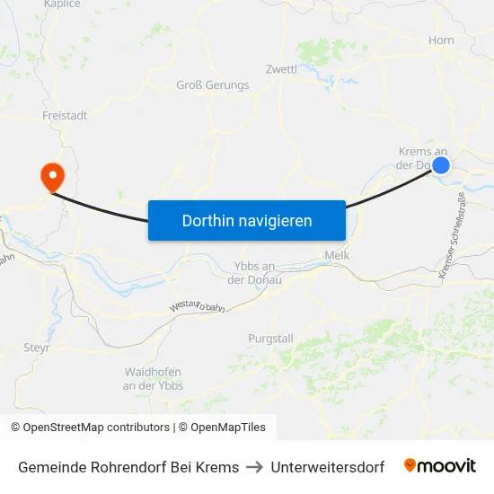 Gemeinde Rohrendorf Bei Krems to Unterweitersdorf map