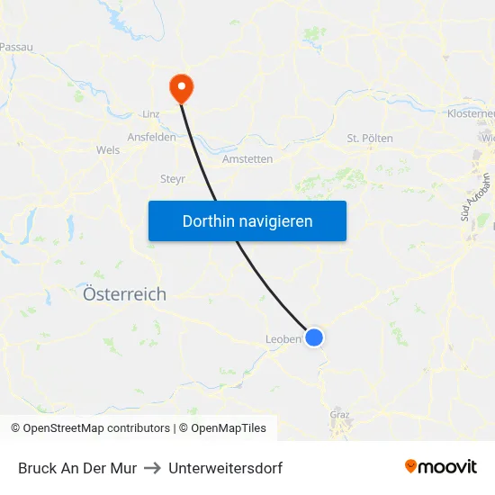 Bruck An Der Mur to Unterweitersdorf map