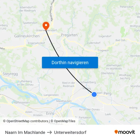 Naarn Im Machlande to Unterweitersdorf map