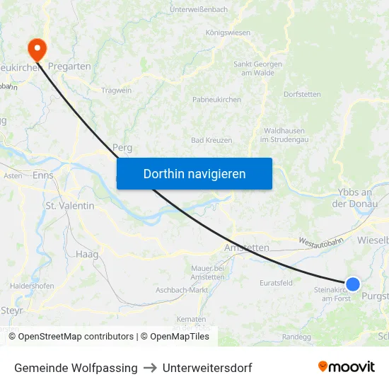 Gemeinde Wolfpassing to Unterweitersdorf map