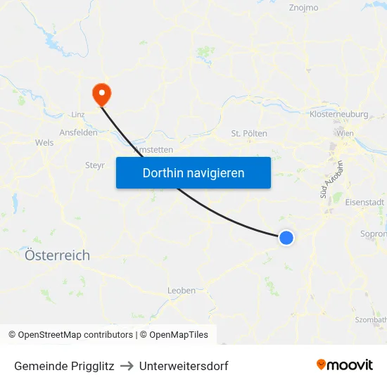 Gemeinde Prigglitz to Unterweitersdorf map