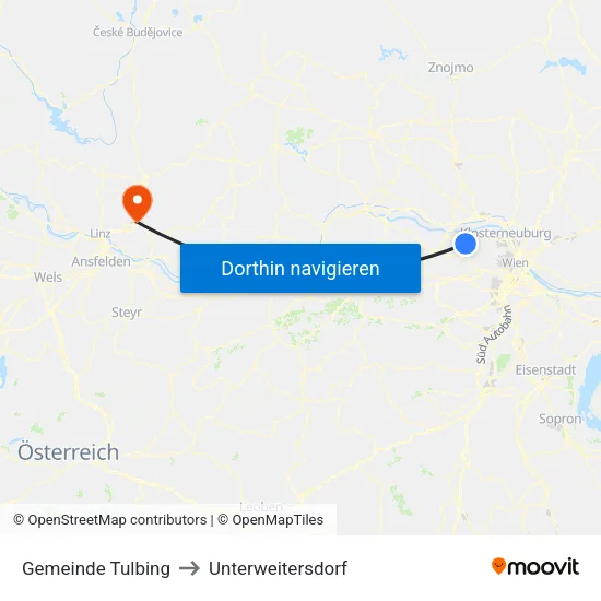 Gemeinde Tulbing to Unterweitersdorf map