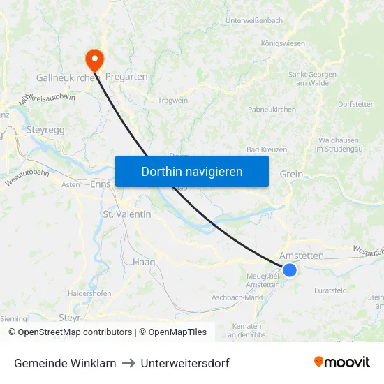 Gemeinde Winklarn to Unterweitersdorf map