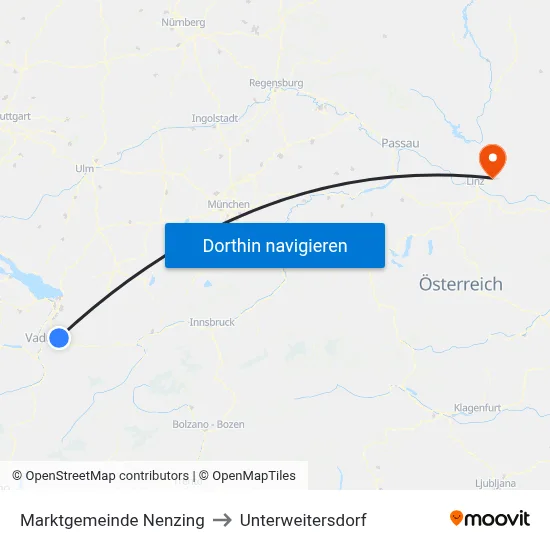 Marktgemeinde Nenzing to Unterweitersdorf map