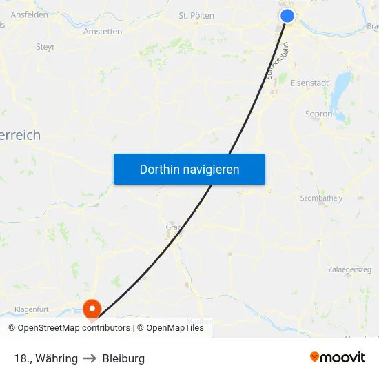 18., Währing to Bleiburg map