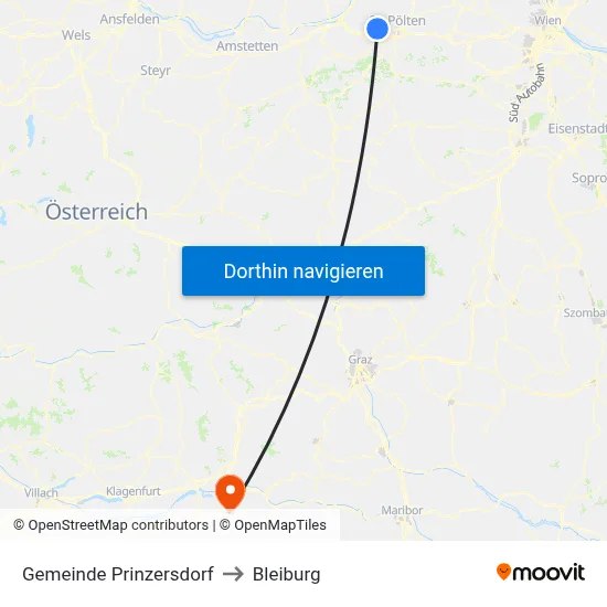Gemeinde Prinzersdorf to Bleiburg map