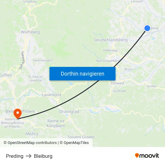 Preding to Bleiburg map