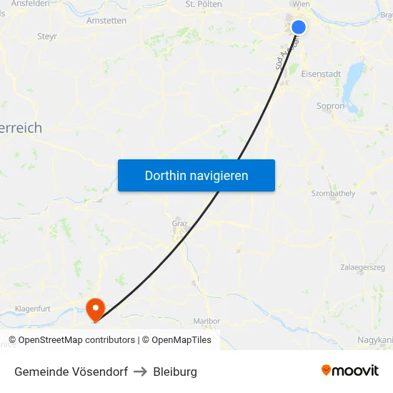 Gemeinde Vösendorf to Bleiburg map