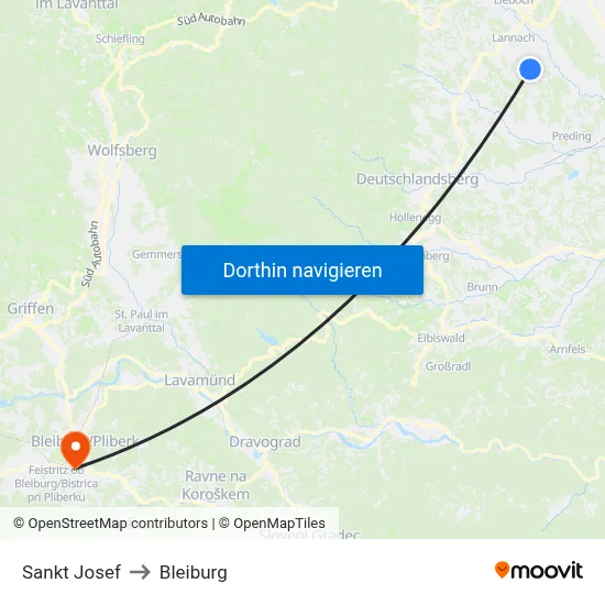 Sankt Josef to Bleiburg map