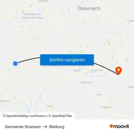 Gemeinde Strassen to Bleiburg map