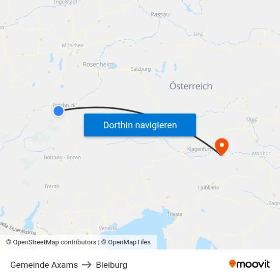 Gemeinde Axams to Bleiburg map