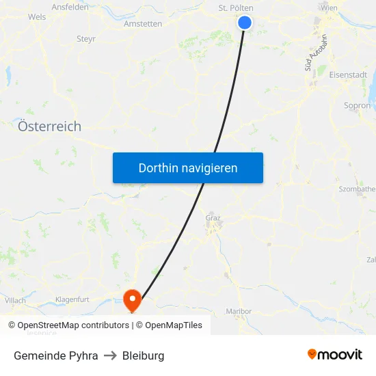 Gemeinde Pyhra to Bleiburg map