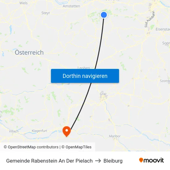 Gemeinde Rabenstein An Der Pielach to Bleiburg map