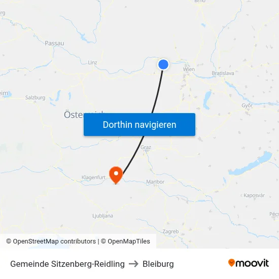Gemeinde Sitzenberg-Reidling to Bleiburg map