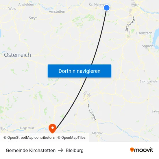 Gemeinde Kirchstetten to Bleiburg map
