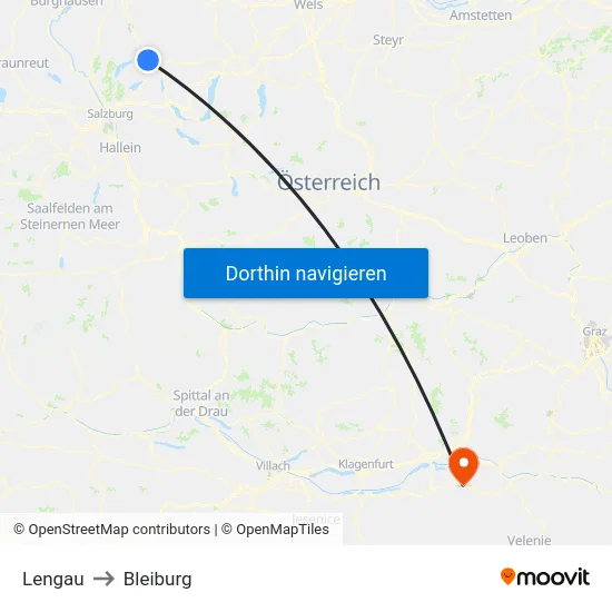 Lengau to Bleiburg map