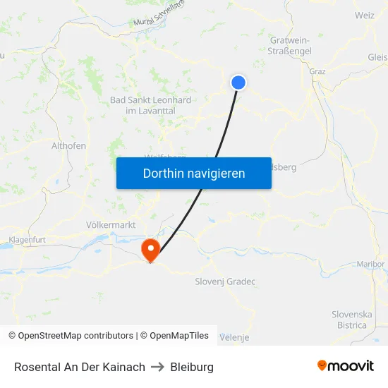 Rosental An Der Kainach to Bleiburg map