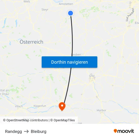 Randegg to Bleiburg map