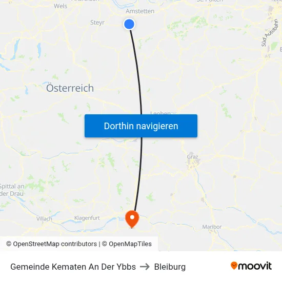 Gemeinde Kematen An Der Ybbs to Bleiburg map