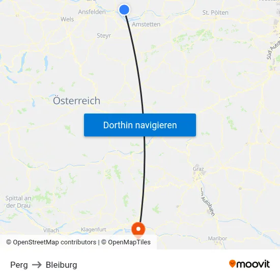 Perg to Bleiburg map