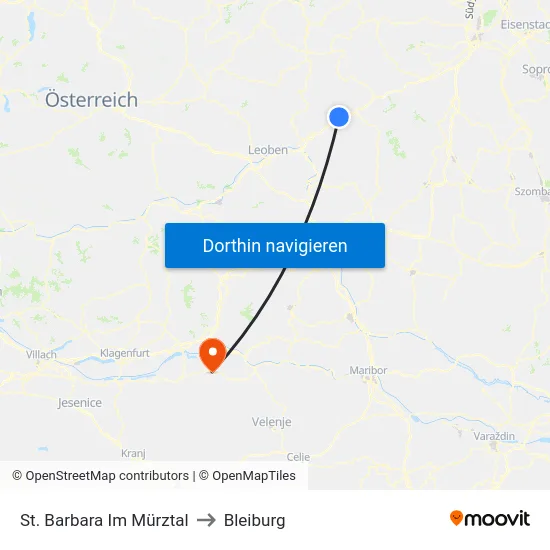 St. Barbara Im Mürztal to Bleiburg map