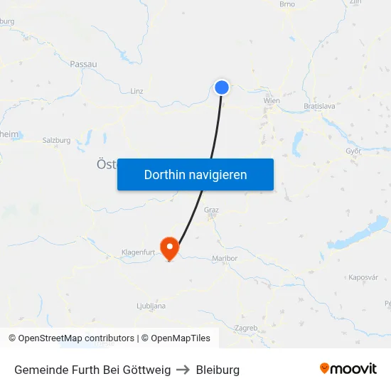 Gemeinde Furth Bei Göttweig to Bleiburg map