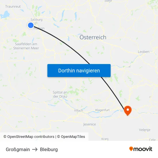 Großgmain to Bleiburg map