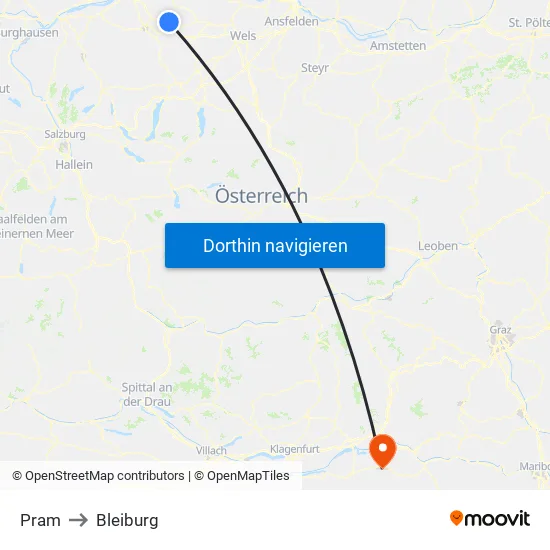 Pram to Bleiburg map